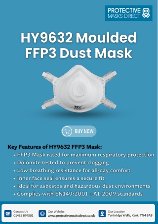 HY9632 Moulded FFP3 Dust Mask - Protective Masks Direct