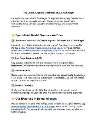 Top Dental Aligners Treatment In A.S.Rao Nagar