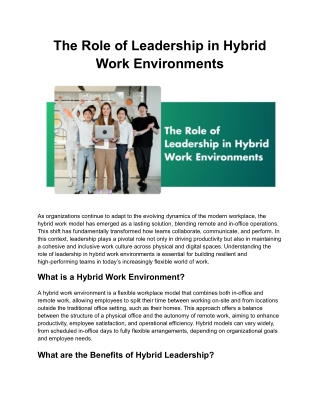 The Role of Leadership in Hybrid Work Environments