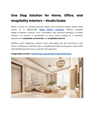 Studio Ezube Noida Interior Company Solution for Home, Office and Hospitality Interiors