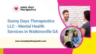 Sunny Days Therapeutics, LLC mental health practice in Watkinsville, GA
