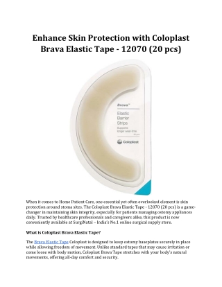 Enhance Skin Protection with Coloplast Brava Elastic Tape - 12070 (20 pcs)