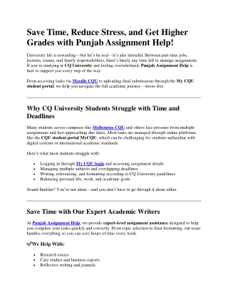Save Time, Reduce Stress, and Get Higher Grades with Punjab Assignment Help!