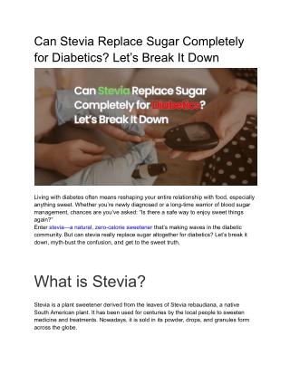 Can Stevia Replace Sugar Completely for Diabetics