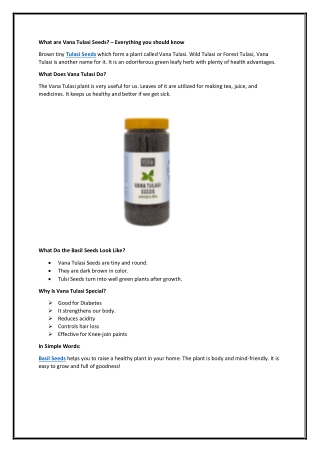 What are Vana Tulasi Seeds? – Everything you should know