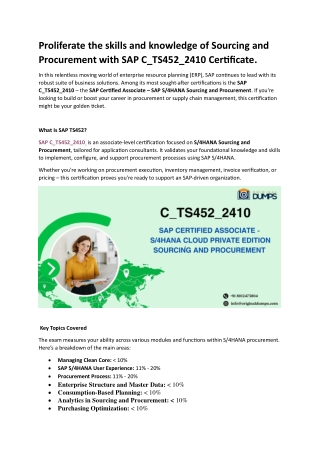 Proliferate the skills and knowledge of Sourcing and Procurement with SA