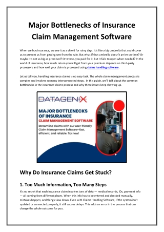 Major Bottlenecks of Insurance Claim Management Software