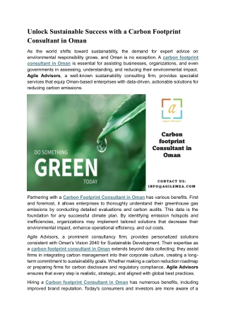 Unlock Sustainable Success with a Carbon Footprint Consultant in Oman