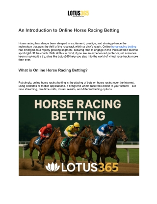 An Introduction to Online Horse Racing Betting