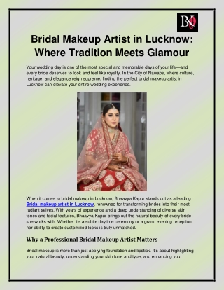 Bridal makeup artist in Lucknow