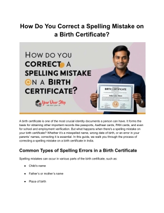 How Do You Correct A Spelling Mistake On A Birth Certificate | Your Door Step