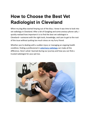 How to Choose the Best Vet Radiologist in Cleveland