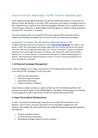 Future-Proof Your Advertising,Top PPC Trends to Dominate 2025