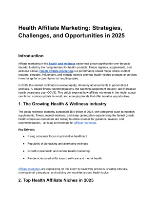 Health Affiliate Marketing: Strategies, Challenges, and Opportunities in 2025