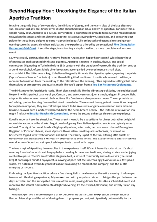 Beyond Happy Hour Uncorking the Elegance of the Italian Aperitivo Tradition