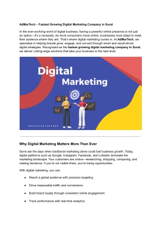 AdMarTech – Fastest Growing Digital Marketing Company in Surat