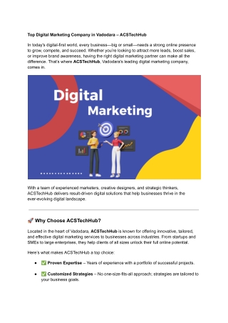 Top Digital Marketing Company in Vadodara – ACSTechHub