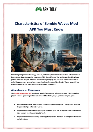 Characteristics of Zombie Waves Mod APK You Must Know