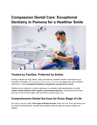 Compassion Dental Care_ Exceptional Dentistry in Pomona for a Healthier Smile