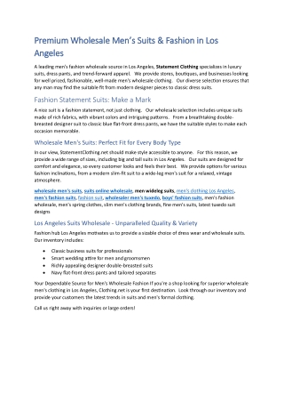 manufacture mens suits