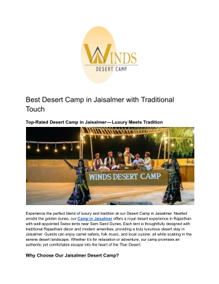 Best Desert Camp in Jaisalmer with Traditional Touch