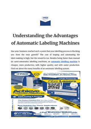 Understanding the Advantages of Automatic Labeling Machines