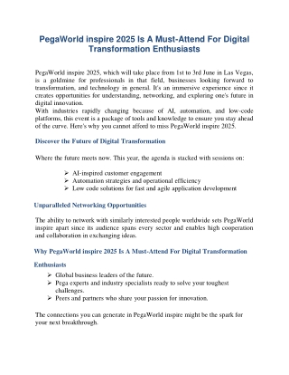 PegaWorld inspire 2025