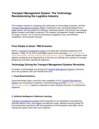 Transport Management System: The Technology Revolutionizing the Logistics Indust
