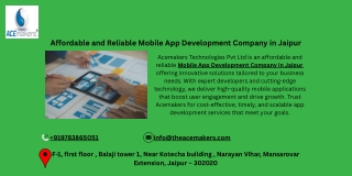 Affordable and Reliable Mobile App Development Company in Jaipur