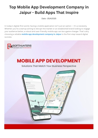 Top Mobile App Development Company in Jaipur - Build Apps That Inspire