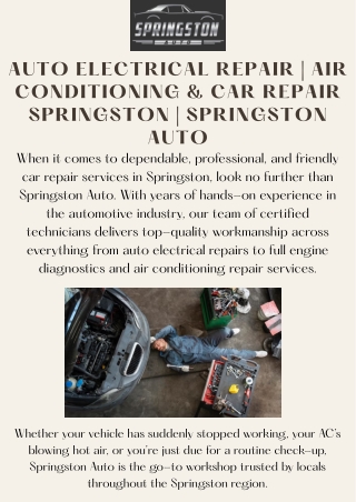 Auto Electrical Repair Service in Springston - Expert Care