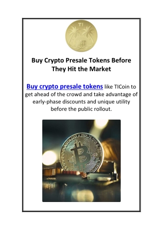 Buy Crypto Presale Tokens Before They Hit the Market