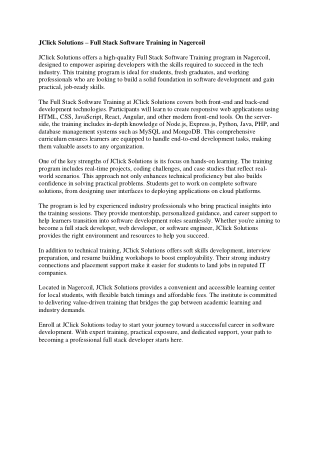 Full Stack Software Training in Nagercoil