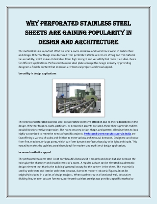 Why Perforated Stainless Steel Sheets Are Gaining Popularity in Design and Architecture