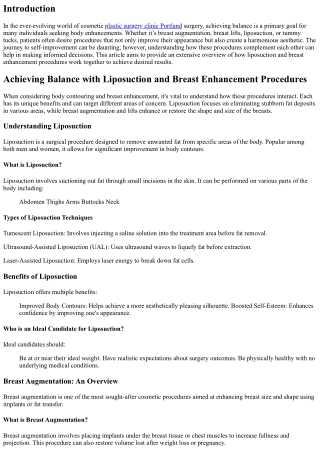 Achieving Balance with Liposuction and Breast Enhancement Procedures