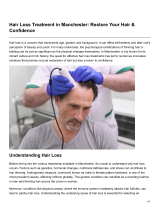 Hair Loss Treatment in Manchester Restore Your Hair Confidence
