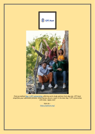 Accredited Day 1 CPT Universities | Work & Study in the U.S.