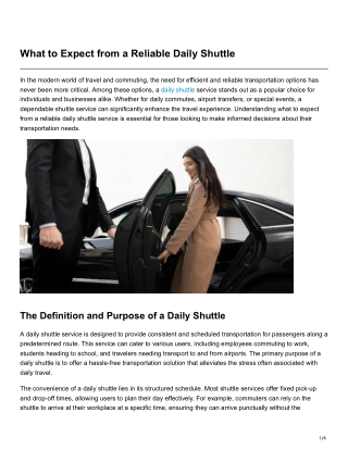 What to Expect from a Reliable Daily Shuttle