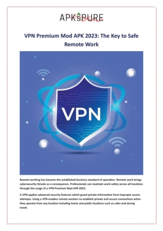 VPN Premium Mod APK 2023: The Key to Safe Remote Work