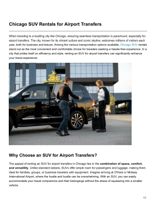 Chicago SUV Rentals for Airport Transfers