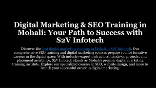 Digital Marketing & SEO Training in Mohali