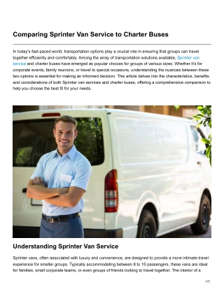 Comparing Sprinter Van Service to Charter Buses