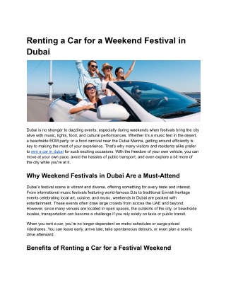 Renting a Car for a Weekend Festival in Dubai