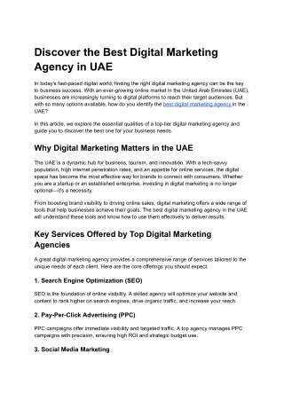 Discover the Best Digital Marketing Agency in UAE