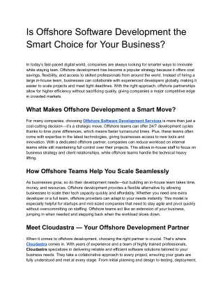 Is Offshore Software Development the Smart Choice for Your Business
