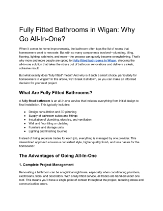Fully Fitted Bathrooms in Wigan_ Why Go All-In-One