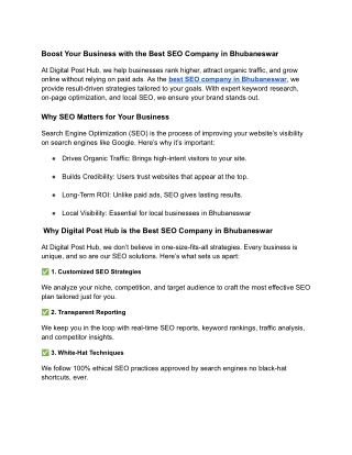 Boost Your Business with the Best SEO Company in Bhubaneswar