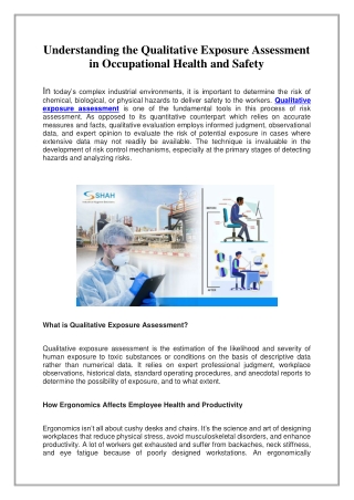 Understanding the Qualitative Exposure Assessment in Occupational Health and Safety