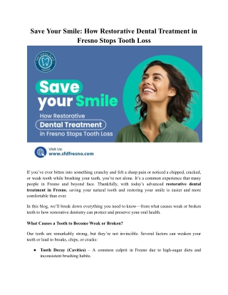 How Restorative Dental Treatment in Fresno Stops Tooth Loss