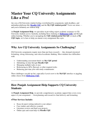 Master Your CQ University Assignments Like a Pro